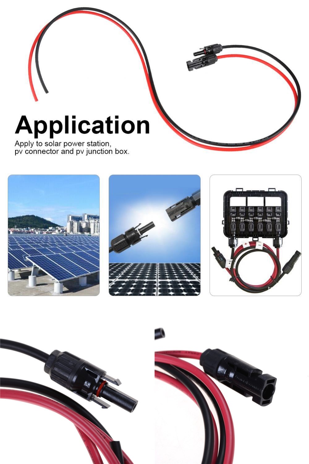 Solar Cable Connectors For Photovoltaic Solar Panel System 